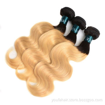 Brazilian Mink Cuticle Aligned Virgin 1b/27 Body Wave Ombre Hair Bundles  Brazilian 100% Unprocessed Remy Human Hair Bundles